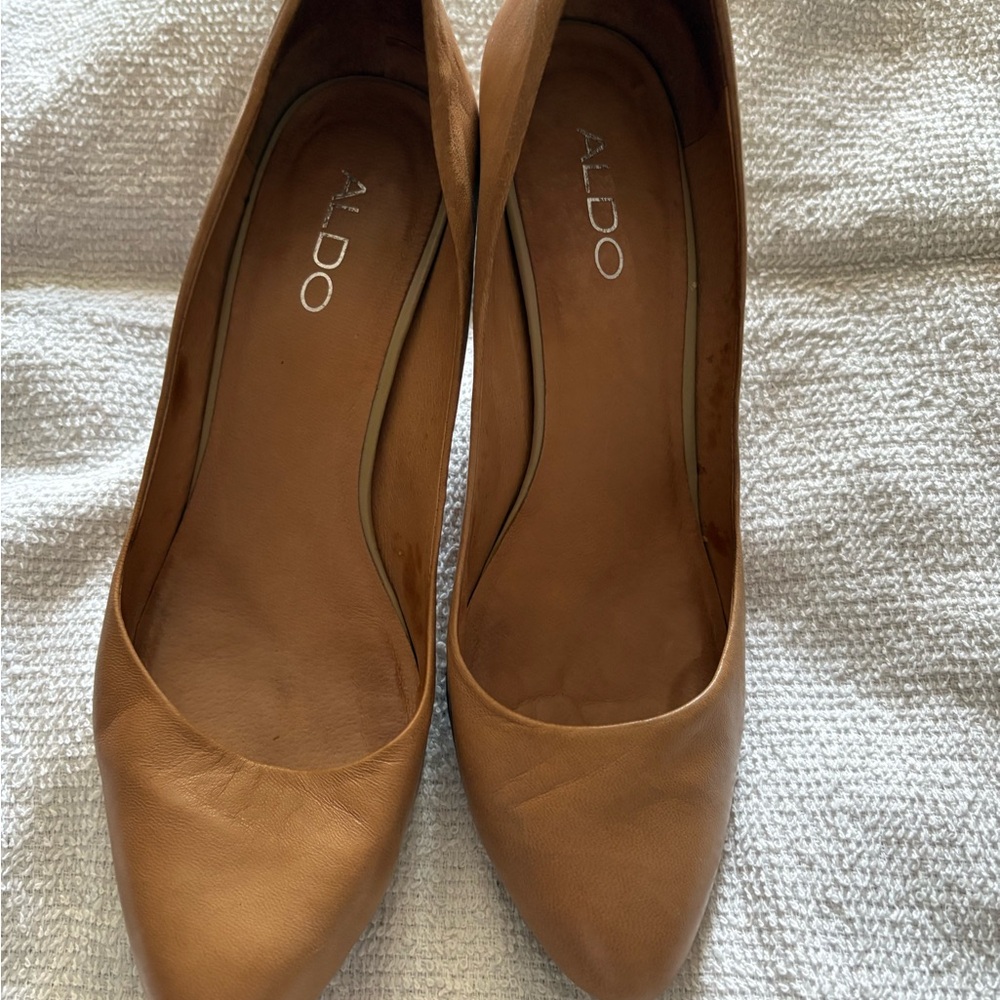 Aldo Women's Brown Pointed-Toe Leather Heels
